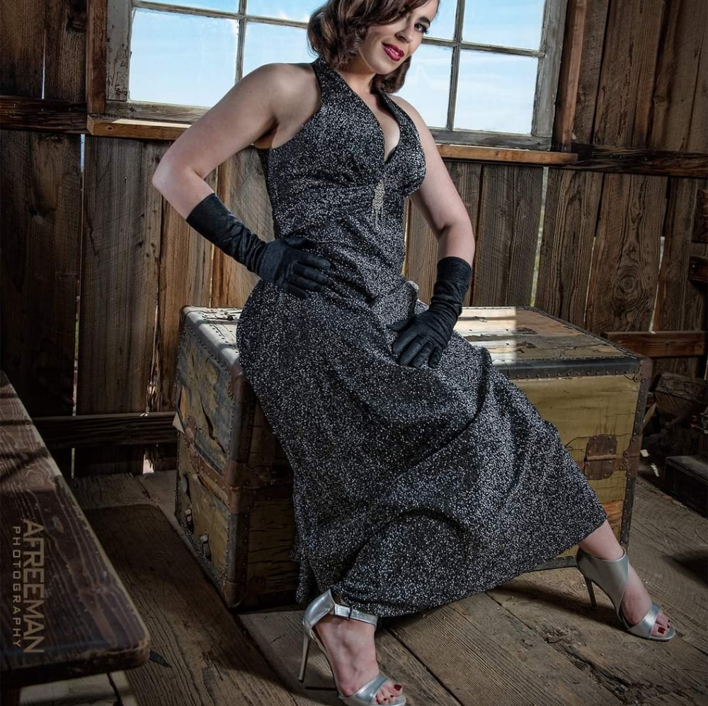 VINTAGE SILVER EVENING DRESS